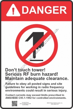 8x12 RF DANGER BURN Sign