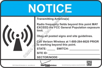 8x12 NEW VERIZON RF NOTICE Sign